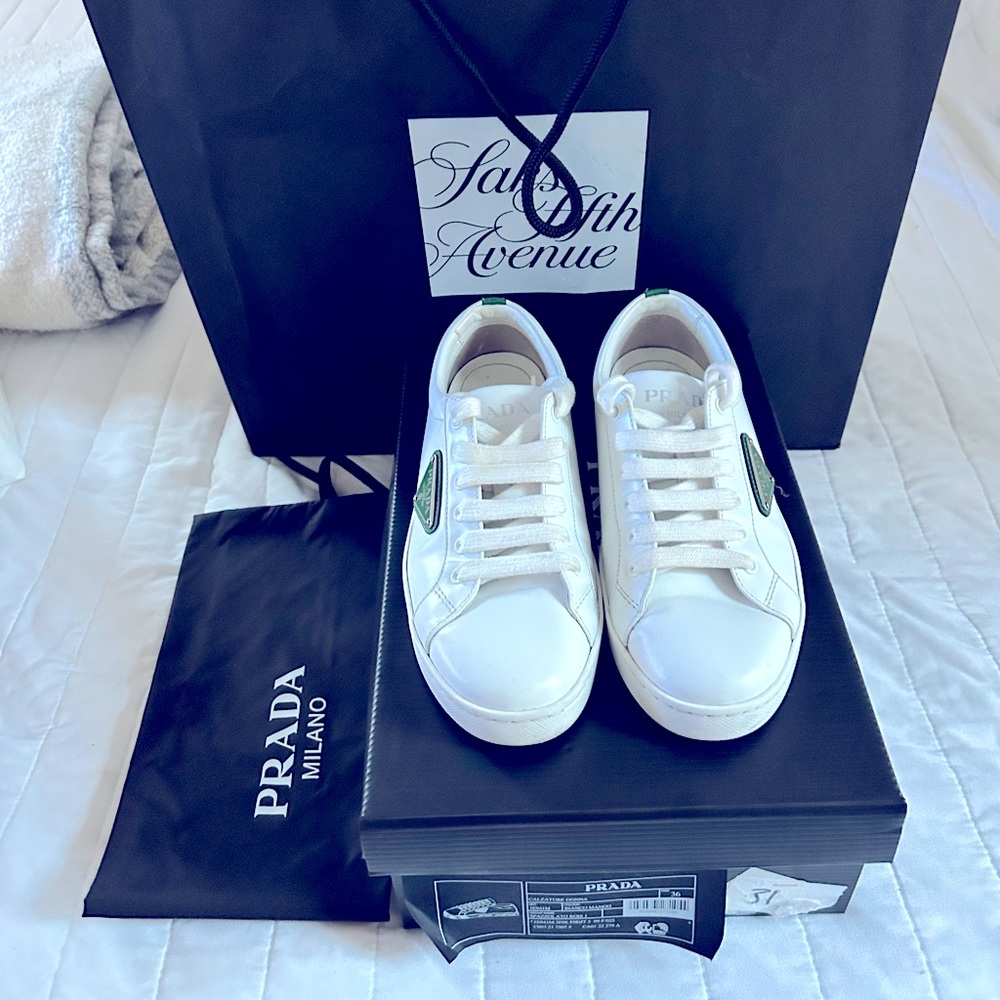 Prada leather ankle sneakers